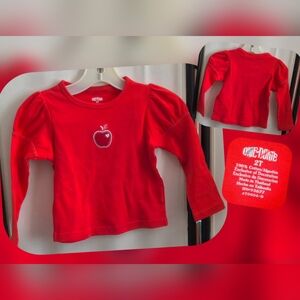 Okie Dokie Red Long Sleeve Shirt with Apple Design Size 2T (Nwots)